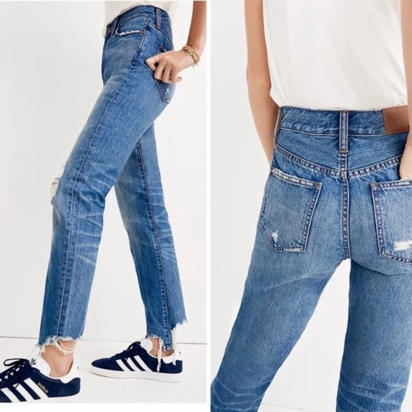 Madewell The Perfect Summer Straight Leg Distressed High Rise Jeans Size 26 - Picture 3 of 12